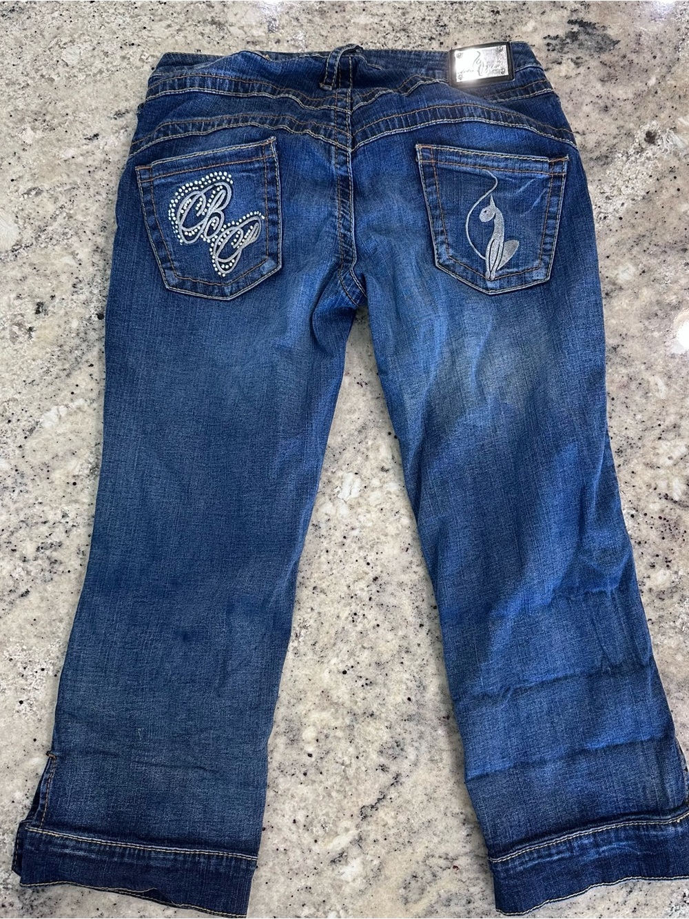 Vintage Y2K Baby Phat Rhinestone Jeans | Embroidered Cat | Size 11